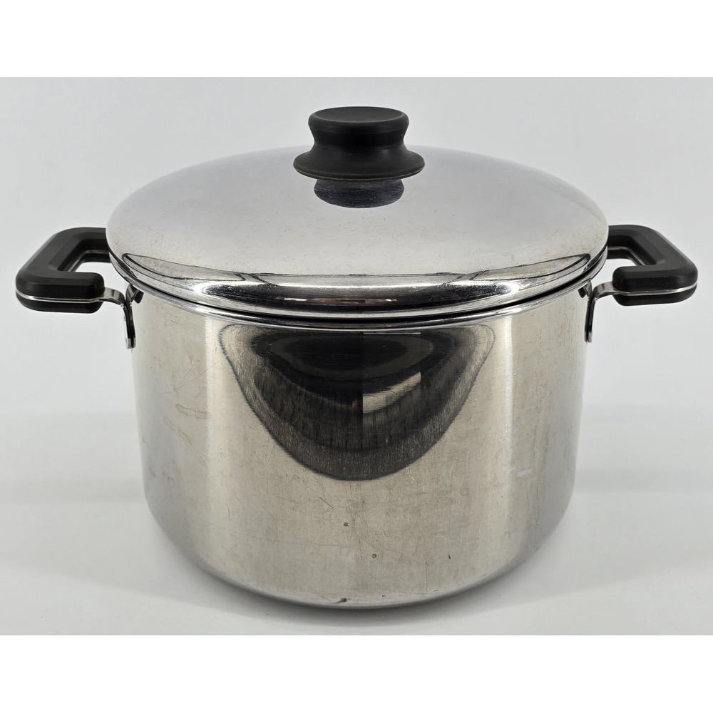 Vtg The Cooks Bazaar Cookware Stockpot w/ Lid 10x6" Copper Stainless‎ 8 Qt Soup